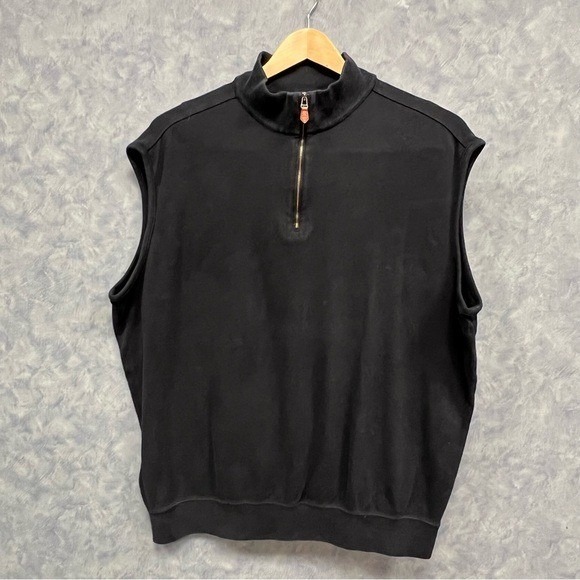 Polo Golf Ralph Lauren Black Quarter Zip Vest Sleeveless Mens Sz Xl